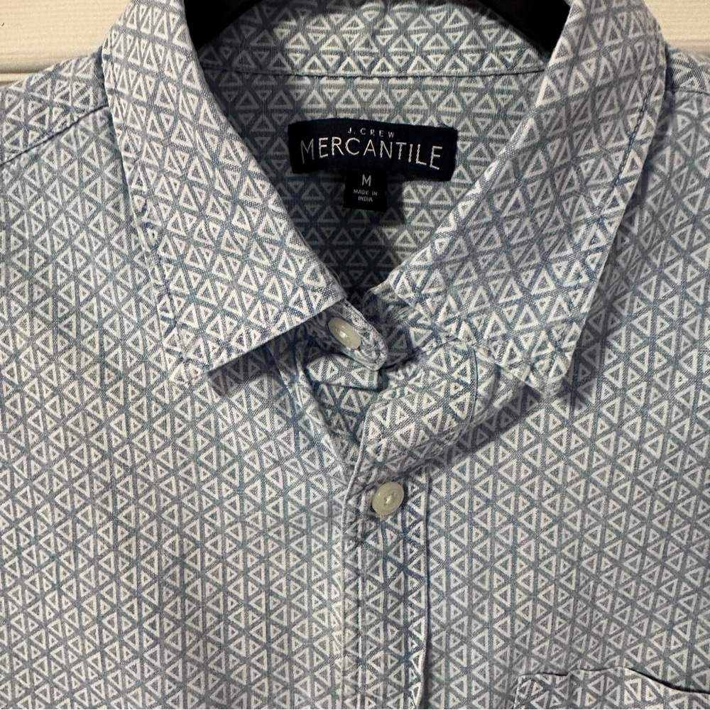 J. Crew Mercantile Short Sleeve Geometric Print Button Down Shirt Men’s Size M